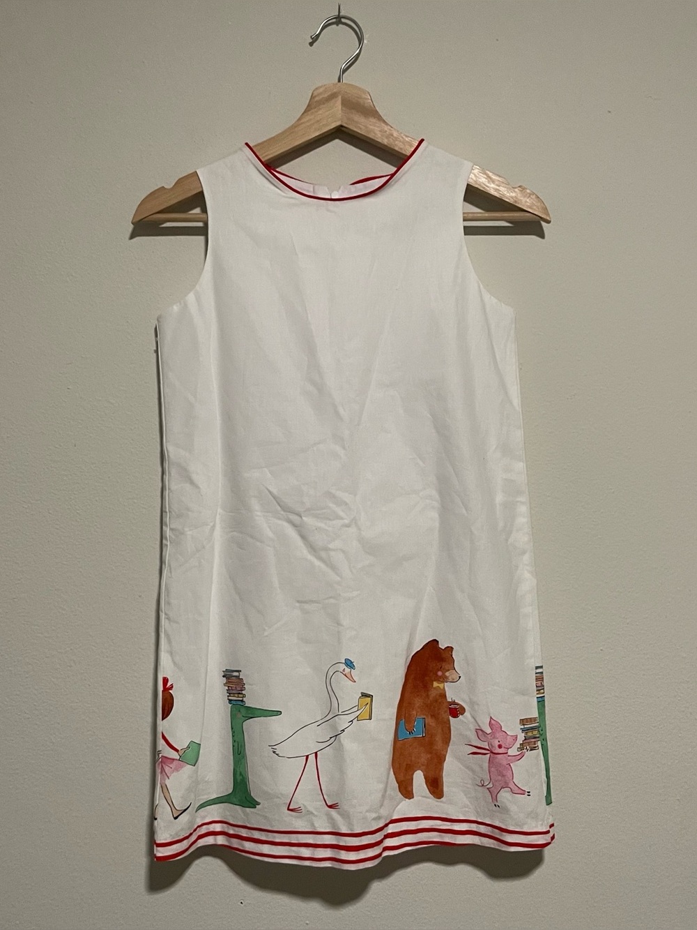 Bailey Boys White Striped Animals with Books Dress, Size 10